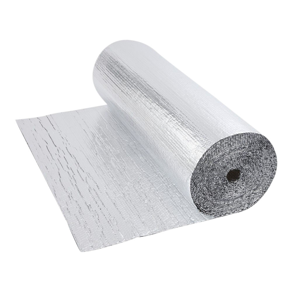 Gepolsterte Isolierfolie aus Aluminium Beidseitig Doppelllagig 10m x 1.2m Rolle 12m2