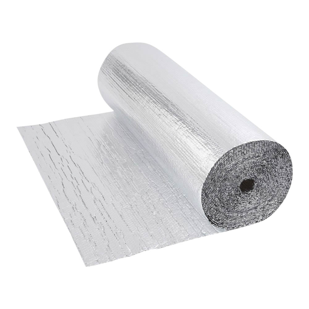 Gepolsterte Isolierfolie aus Aluminium Beidseitig Doppelllagig 25m x 1.2m Rolle 30m2