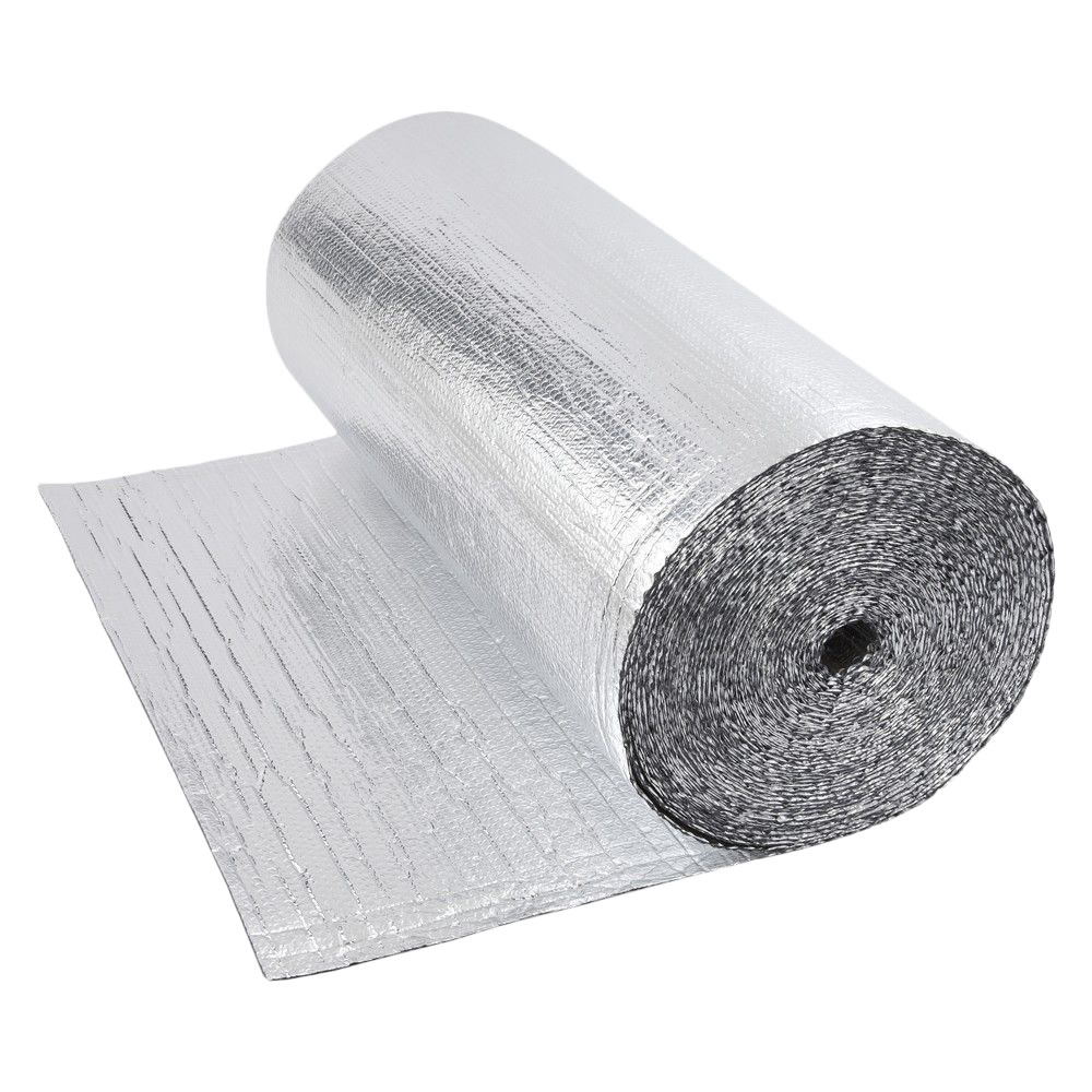 Gepolsterte Isolierfolie aus Aluminium Beidseitig Doppelllagig 40m x 1.2m Rolle 48m2