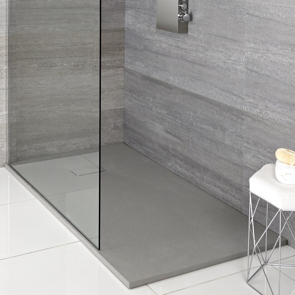 Hudson Reed hellgrau Stein-Optik rechteckige Duschwanne 1200x900mm