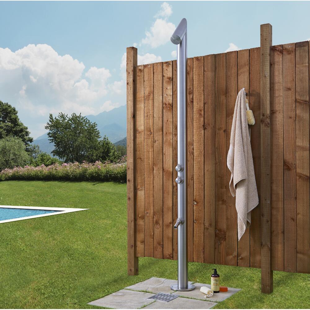 Moderne Freistehende Gartendusche mit Fußdusche Chrom - Vigo