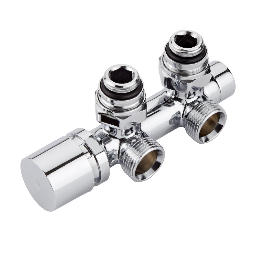 Mittelanschlussgarnitur 3/4" Eurokonus, Eck, Chrom-Handgriff, Adapter wählbar