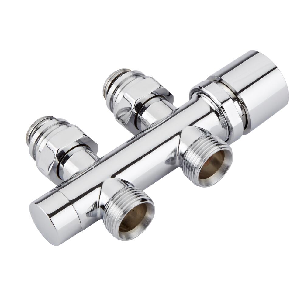 Hudson Reed - Chrom 3/4" Außengewinde Hahnblockventil gerade mit weißem THV und auswählbaren Adaptern