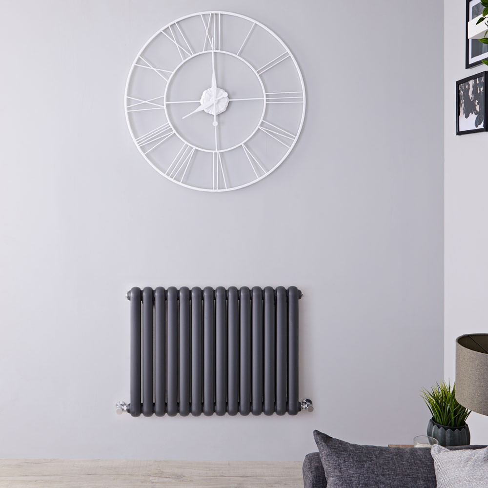 Gliederheizkörper Horizontal 2 Säulen Nostalgie Anthrazit 635mm x 863mm 1496W - Salvia