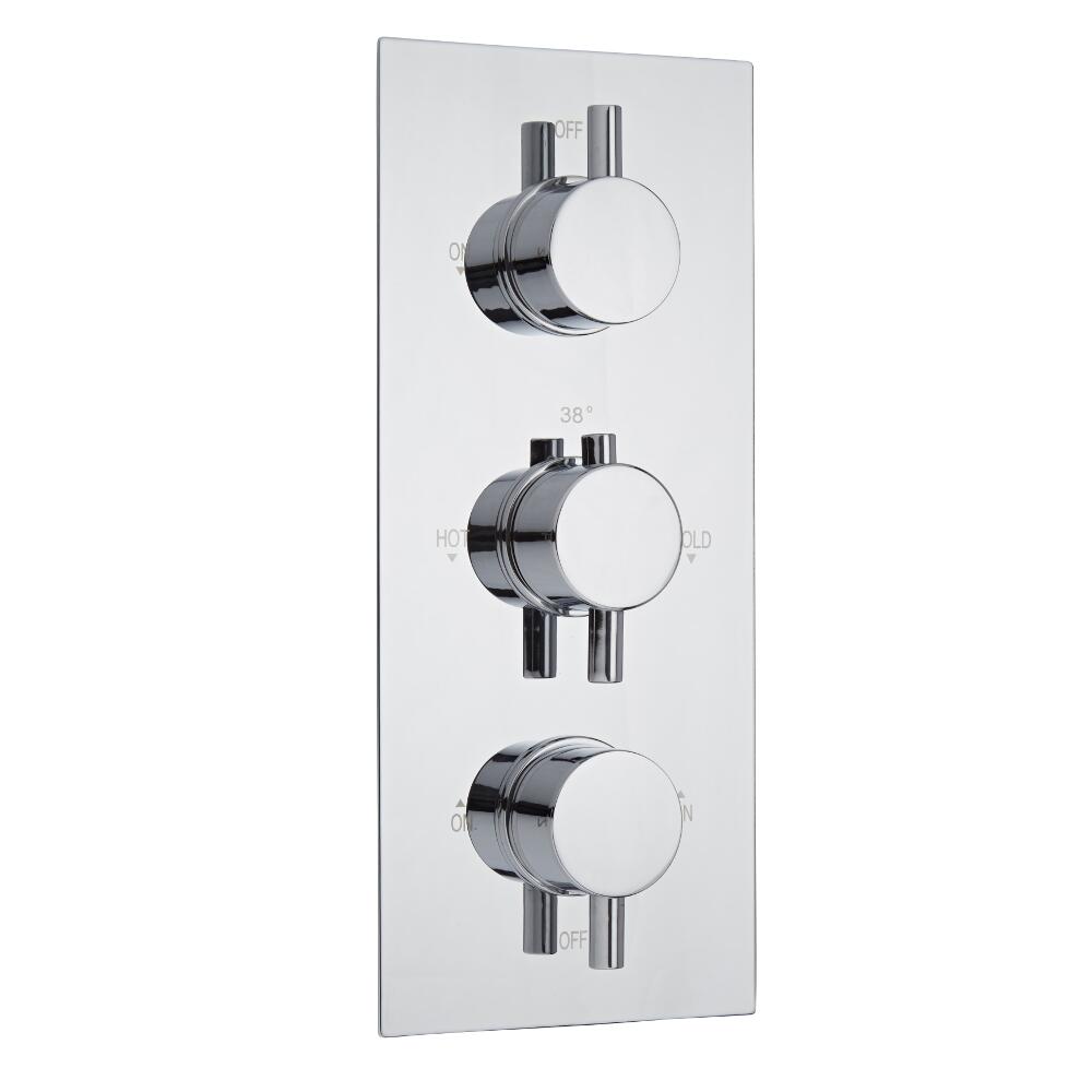 Moderne Triple Duscharmatur mit Funktionswechsler runde Griffe Unterputz - Como