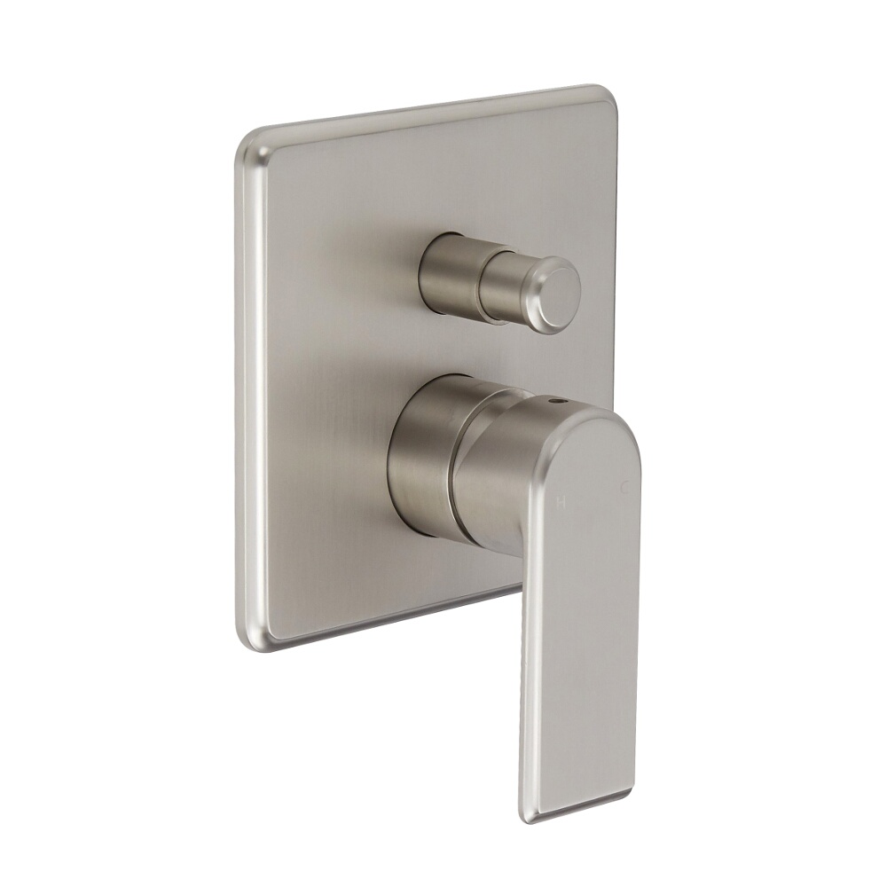 Moderne Manuelle 2-Wege Duscharmatur Unterputz in gebürstetem Nickel - Aldwick