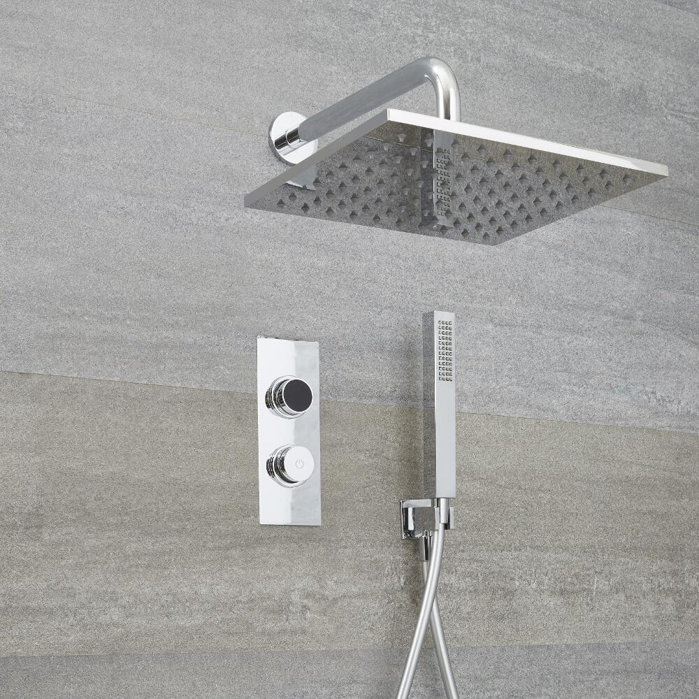 Digitale Dusche für zwei Funktionen, inkl. quadratischem Duschkopf zur Wandmontage & Brause - Narus