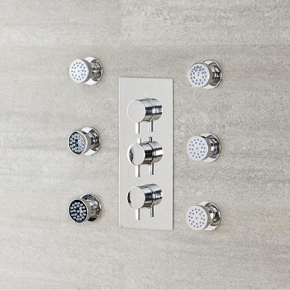6x Seitenbrause Rund Chrom, zur Aufputzmontage