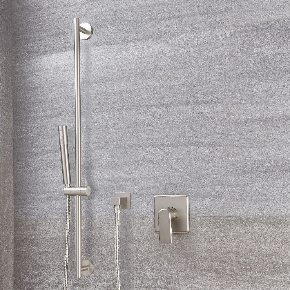 Aldwick Einhebel-Duscharmatur mit Brause auf Duschstange - Gebürstetes Nickel