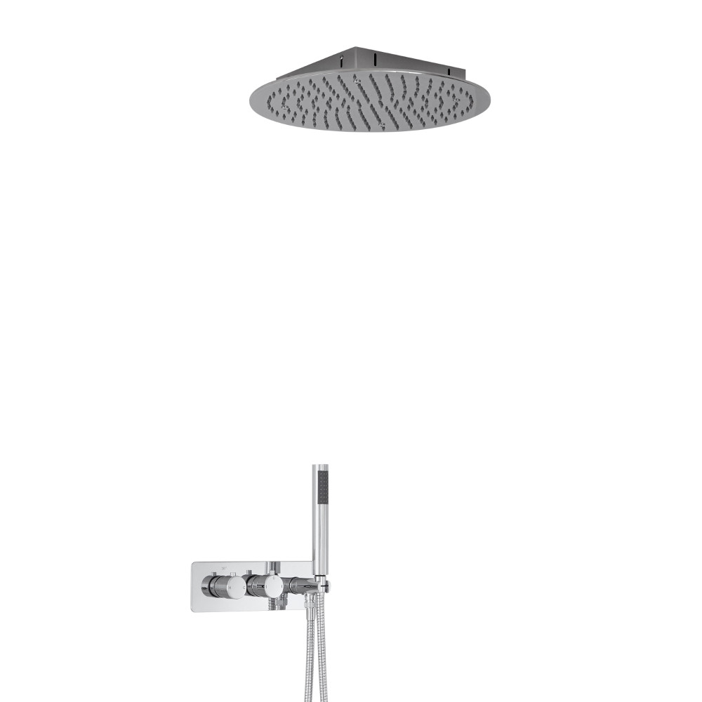 Twin Duscharmatur Unterputz Rund mit Handbrause & 400mm Duschkopf Unterputz - Mirage