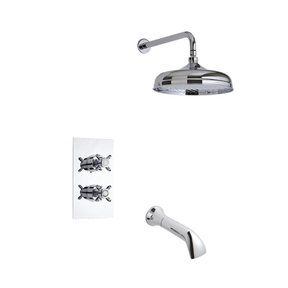 Twin Unterputzarmatur Nostalgie mit Funktionswechsler inkl. 150mm Duschkopf & Wanneneinlauf - Vico