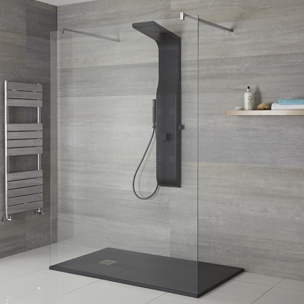 Duschpaneel mit Düsen, nicht thermostatisch & 3 Funktionen in Schwarz - Alston