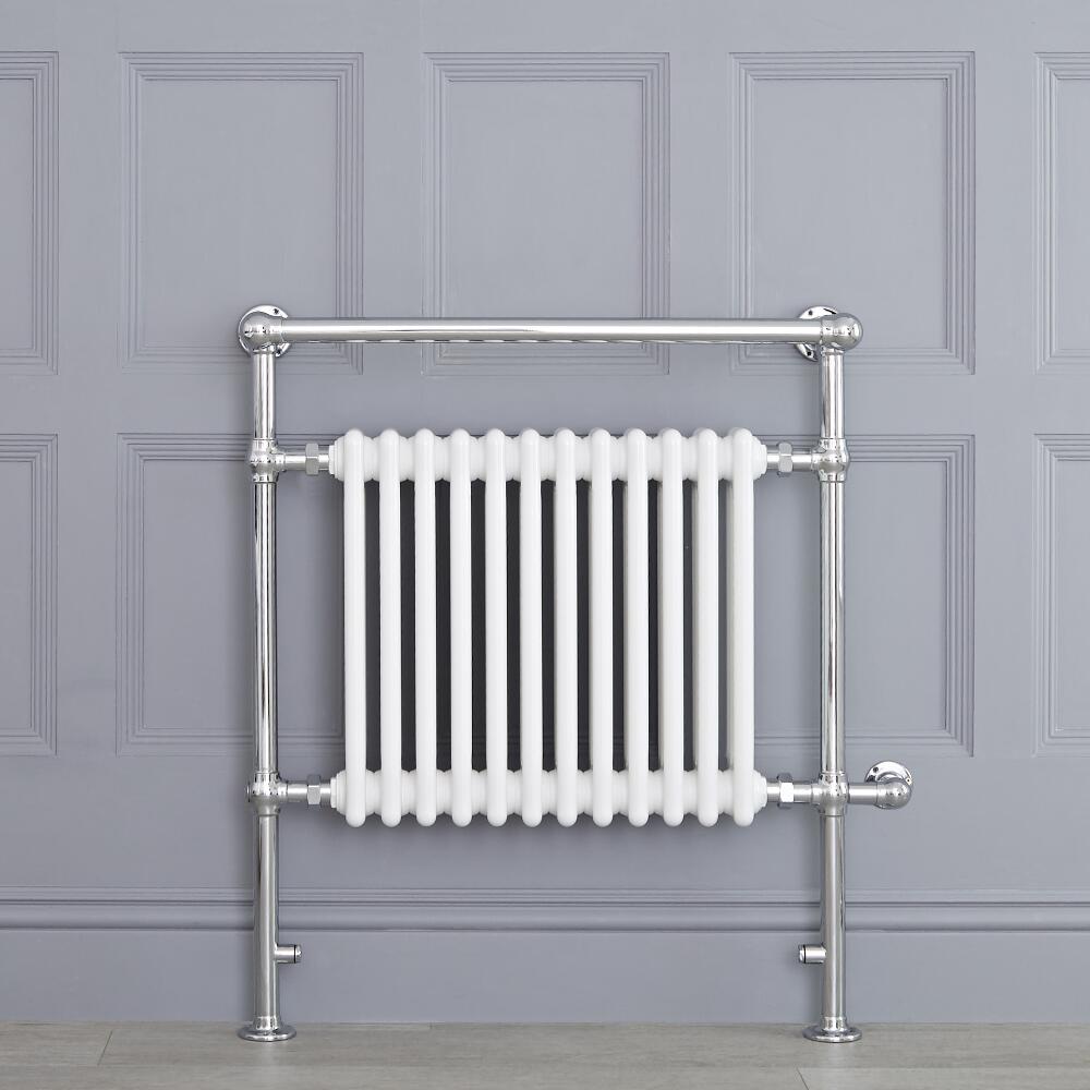 Avon elektrisch - Weißer traditioneller Handtuchheizkörper 930mm x 790mm x 230mm mit 800W Heizstab
