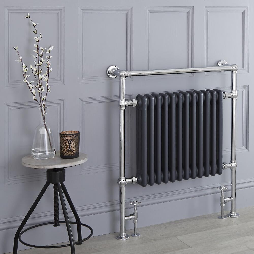 Avon - Anthrazit traditioneller Handtuchheizkörper - 930mm x 790mm x 155mm