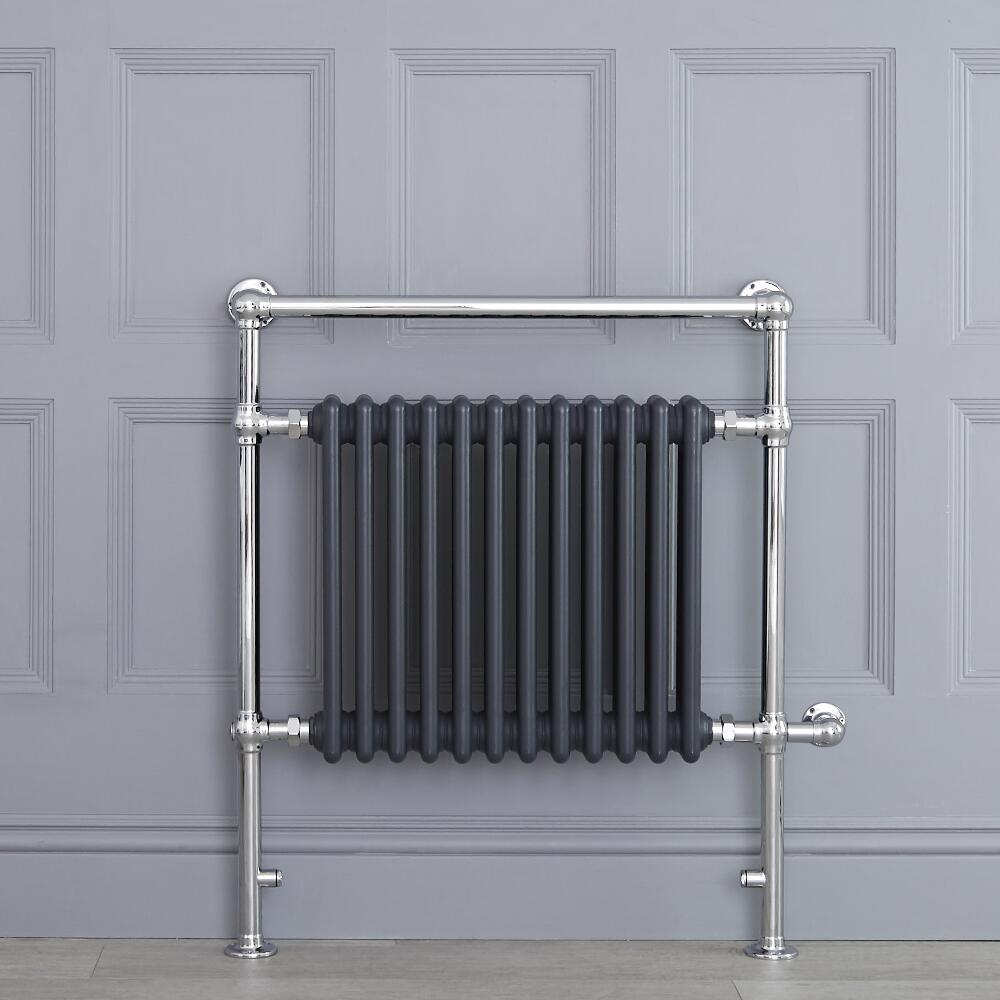 Avon elektrisch - Anthrazit traditioneller Handtuchheizkörper 930x790 x155mm mit 800W Heizstab