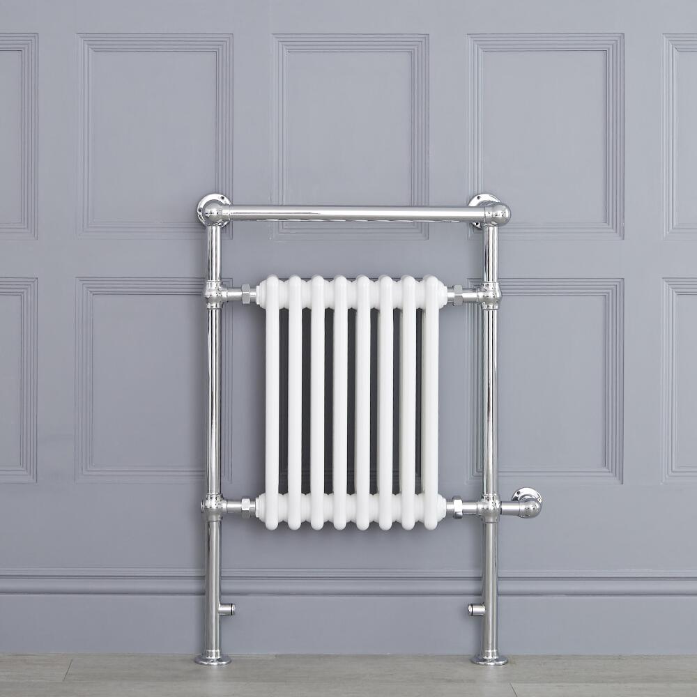 Avon elektrisch - Weißer traditioneller Handtuchheizkörper 930mm x 620mm x 230mm mit 600W Heizstab