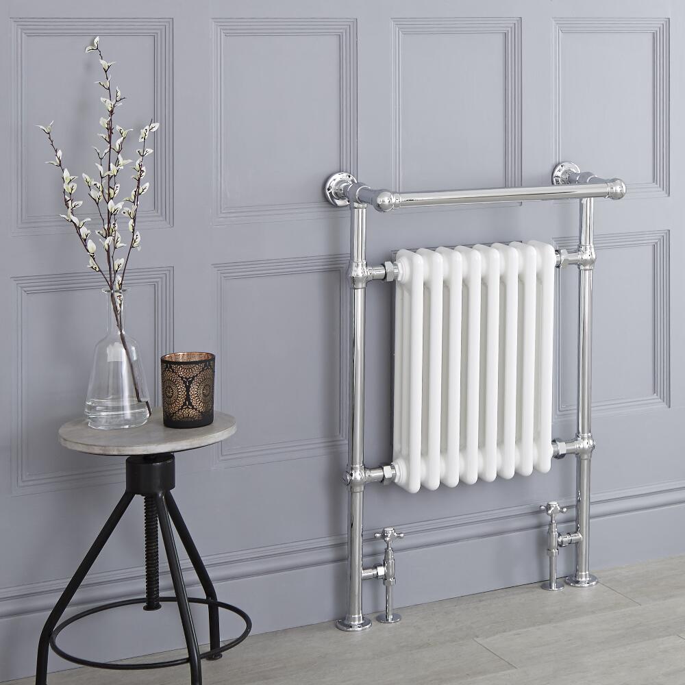 Weißer traditioneller Handtuchheizkörper - 930mm x 620mm x 230mm, 690 Watt - Elizabeth