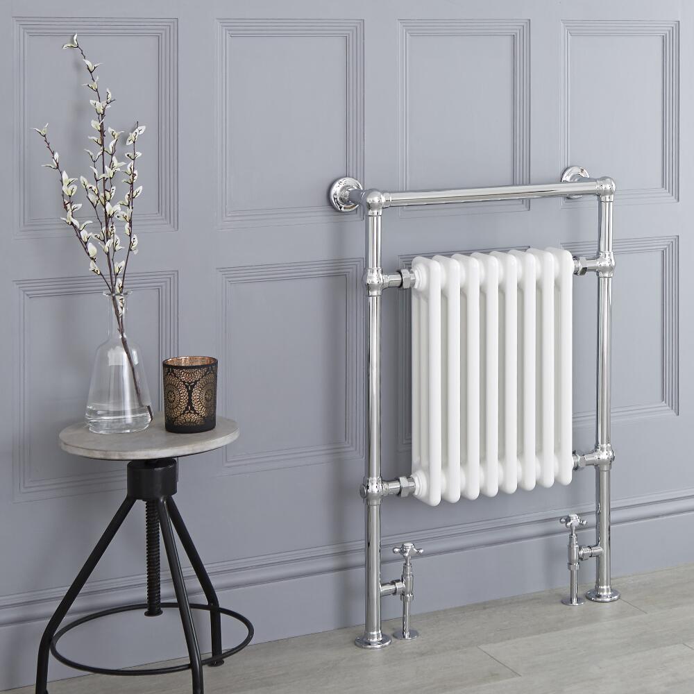 Weißer traditioneller Handtuchheizkörper - 930mm x 620mm x 155mm, 669 Watt - Elizabeth
