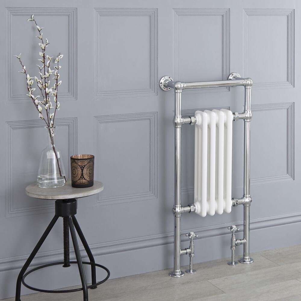 Weißer traditioneller Handtuchheizkörper - 930mm x 452mm x 155mm, 430 Watt Elizabeth
