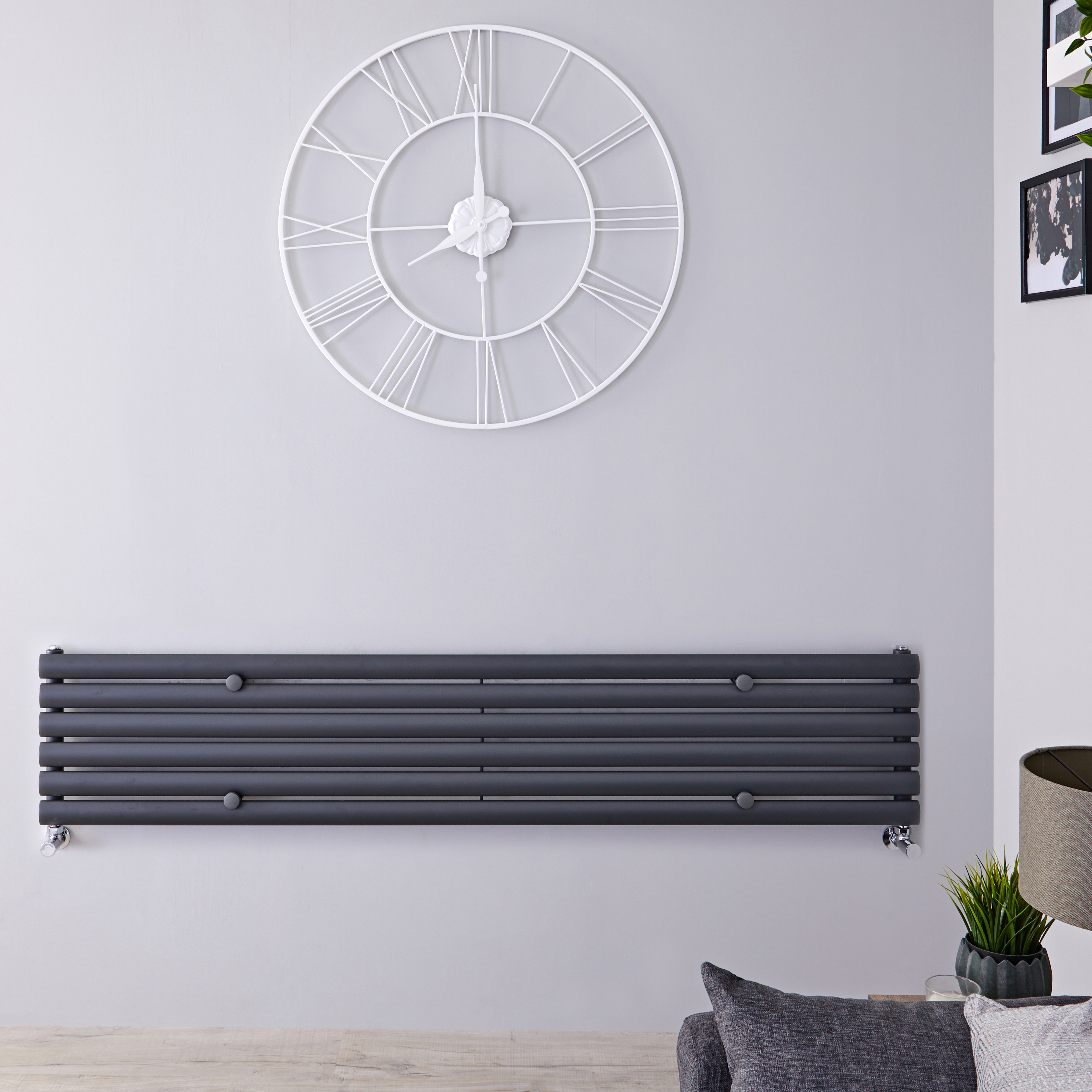 Design Heizkörper Horizontal Einlagig Anthrazit 354mm x 1780mm 888W - Revive