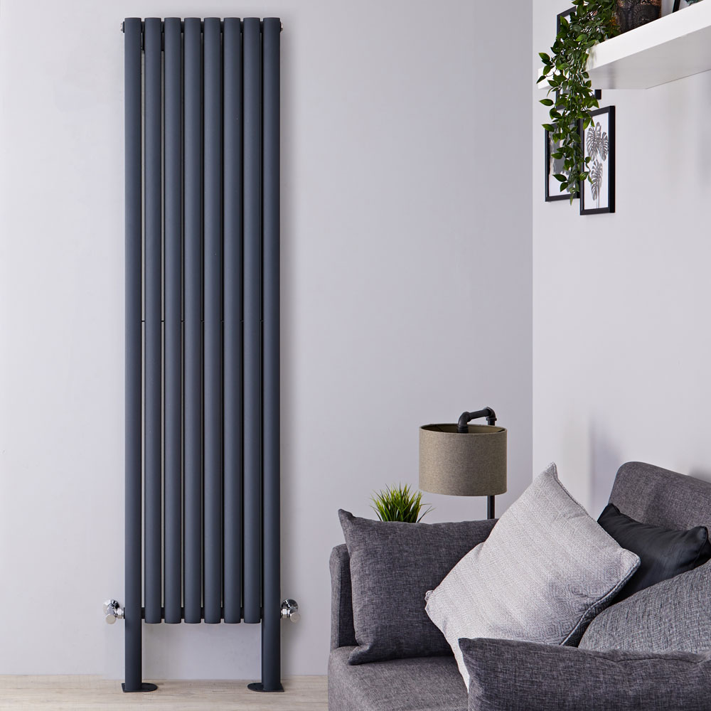 Design Heizkörper Vertikal Doppellagig mit Füßen Anthrazit 2000mm x 472mm 1868W - Revive Plus
