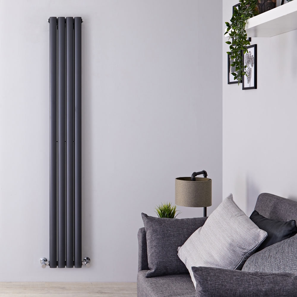 Design Heizkörper Vertikal Doppellagig Anthrazit 1780mm x 236mm 934W - Revive Slim