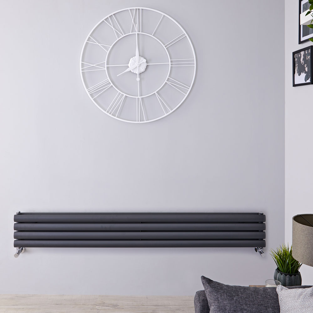 Design Heizkörper Horizontal Doppellagig Anthrazit 236mm x 1780mm 921W - Revive