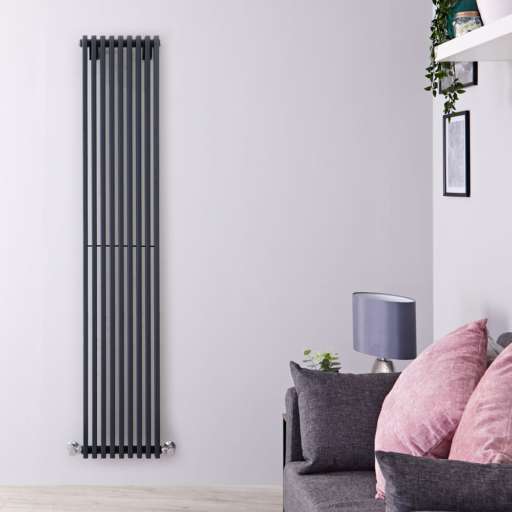 Design Heizkörper Vertikal Einlagig Anthrazit 1780mm x 342mm 1177W - Fin
