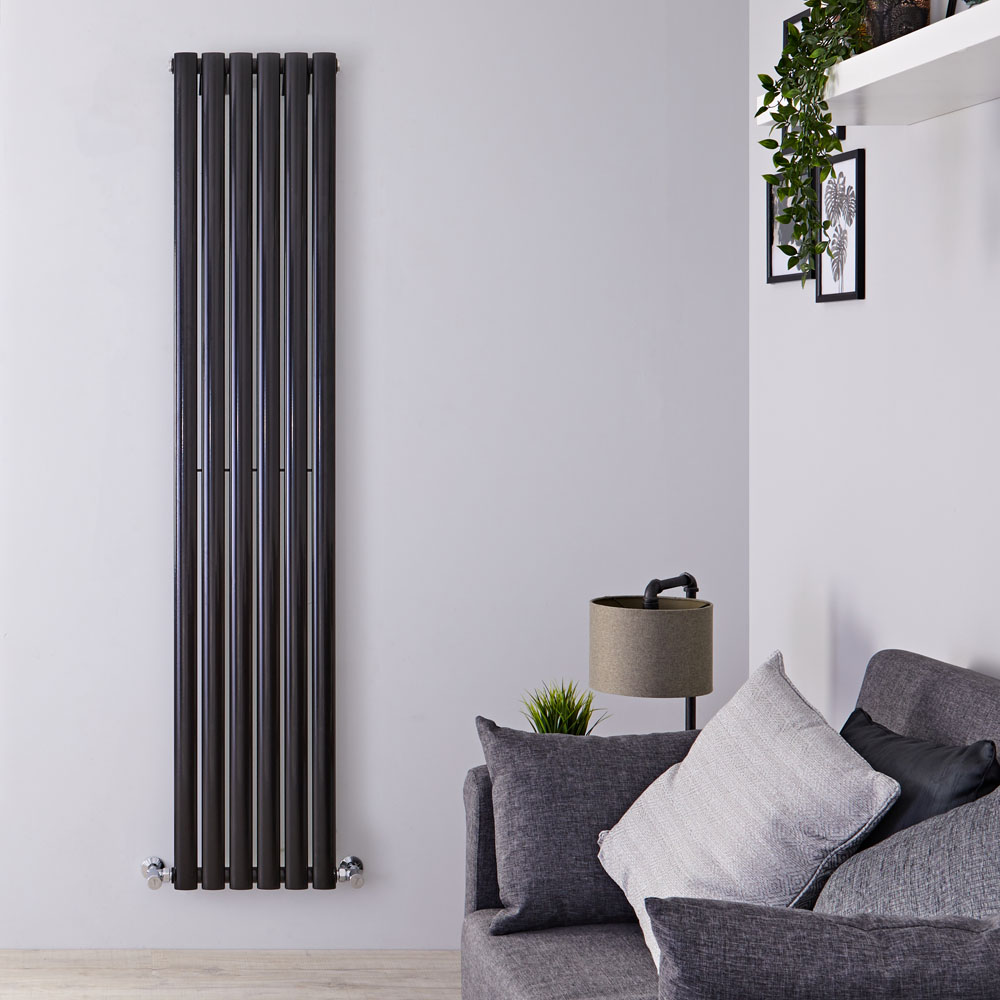 Design Heizkörper Vertikal Einlagig Schwarz 1780mm x 354mm 892W - Revive