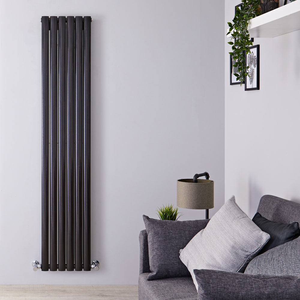 Design Heizkörper Vertikal Doppellagig Schwarz 1780mm x 354mm 1401W - Revive