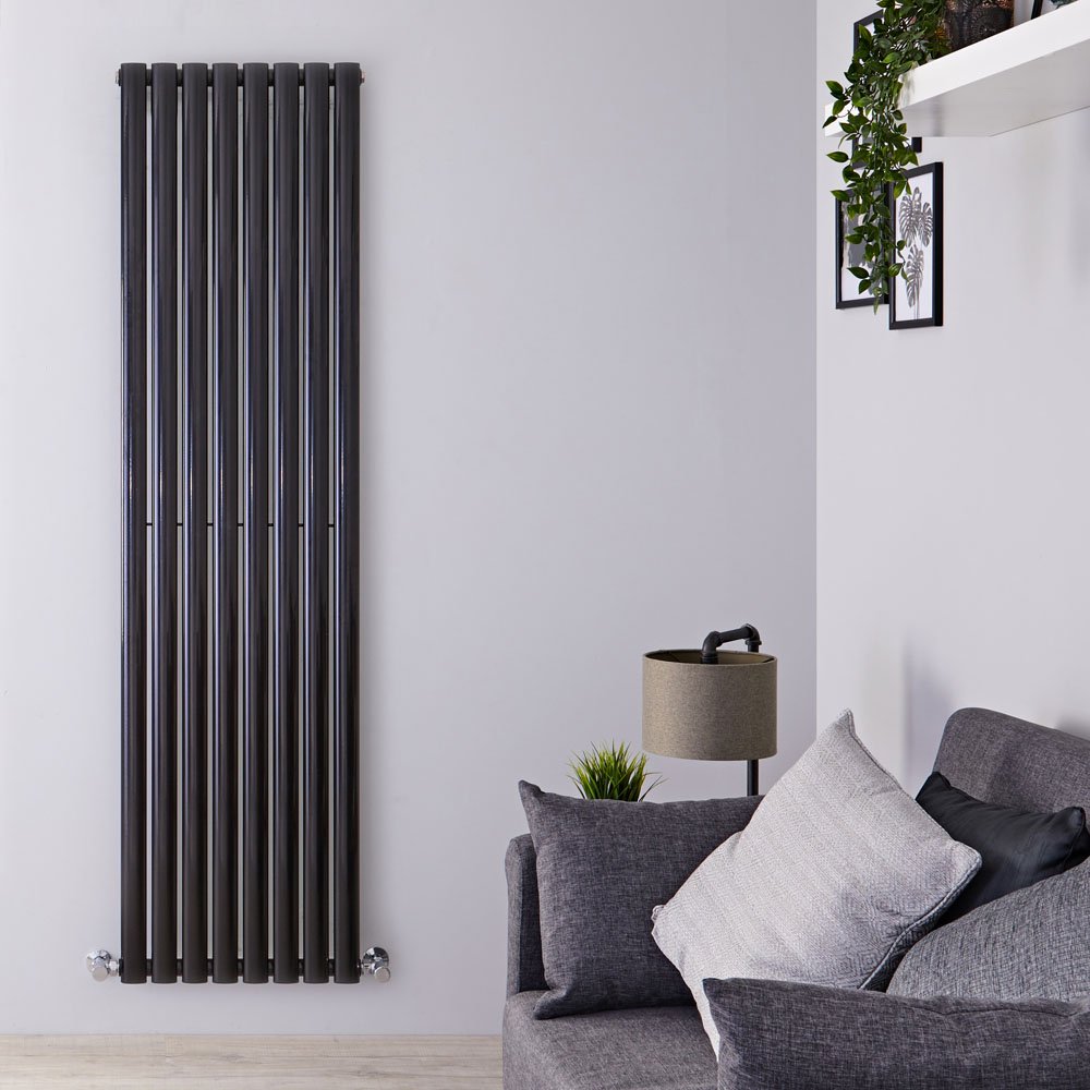 Design Heizkörper Vertikal Einlagig Schwarz 1780mm x 472mm 1190W - Revive
