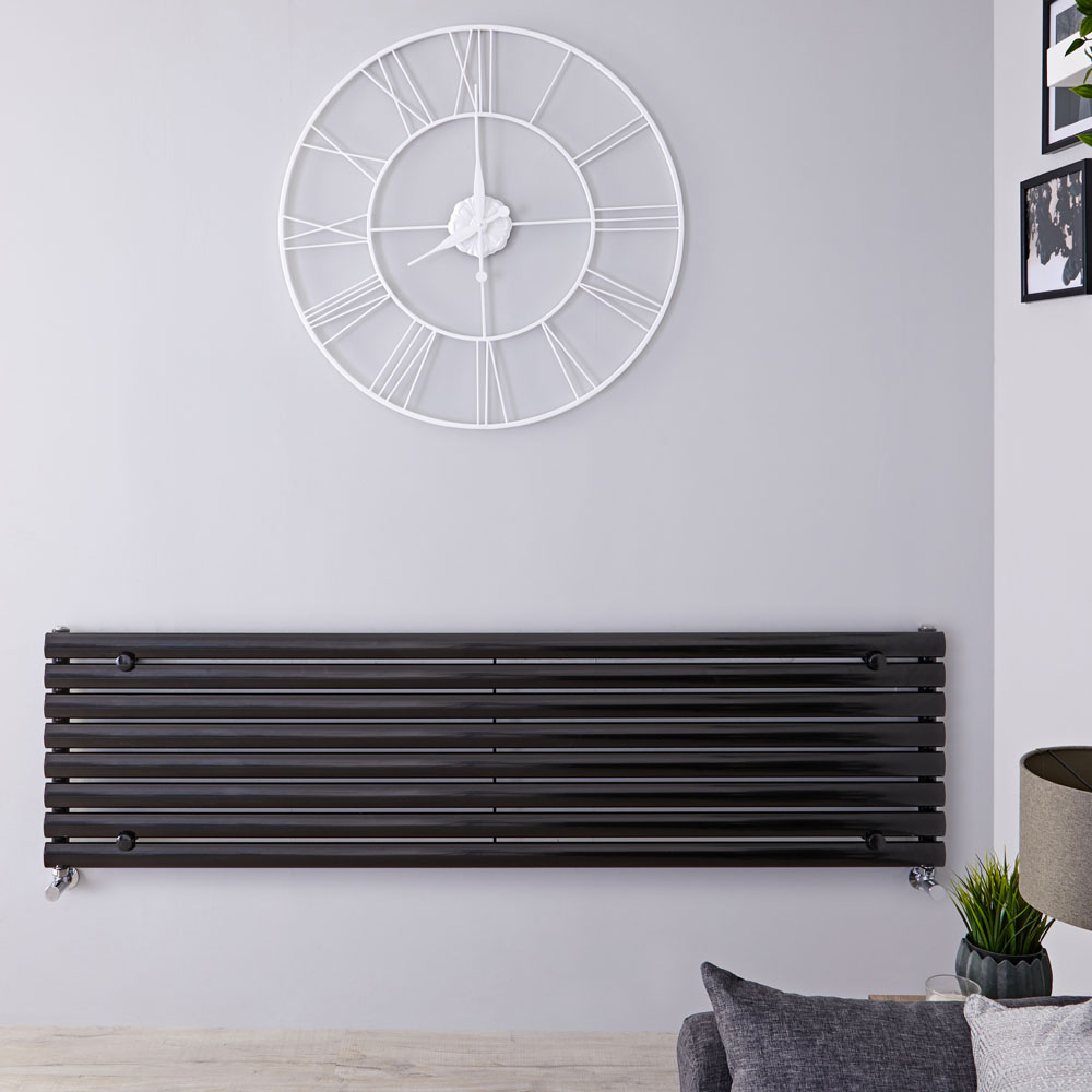 Design Heizkörper Horizontal Einlagig Schwarz 472mm x 1780mm 1162W - Revive