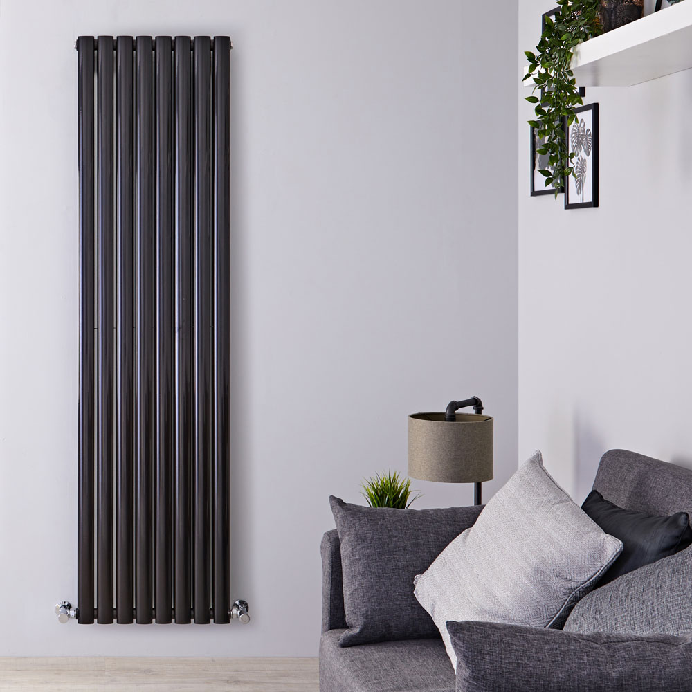 Design Heizkörper Vertikal Doppellagig Schwarz 1780mm x 472mm 1868W - Revive
