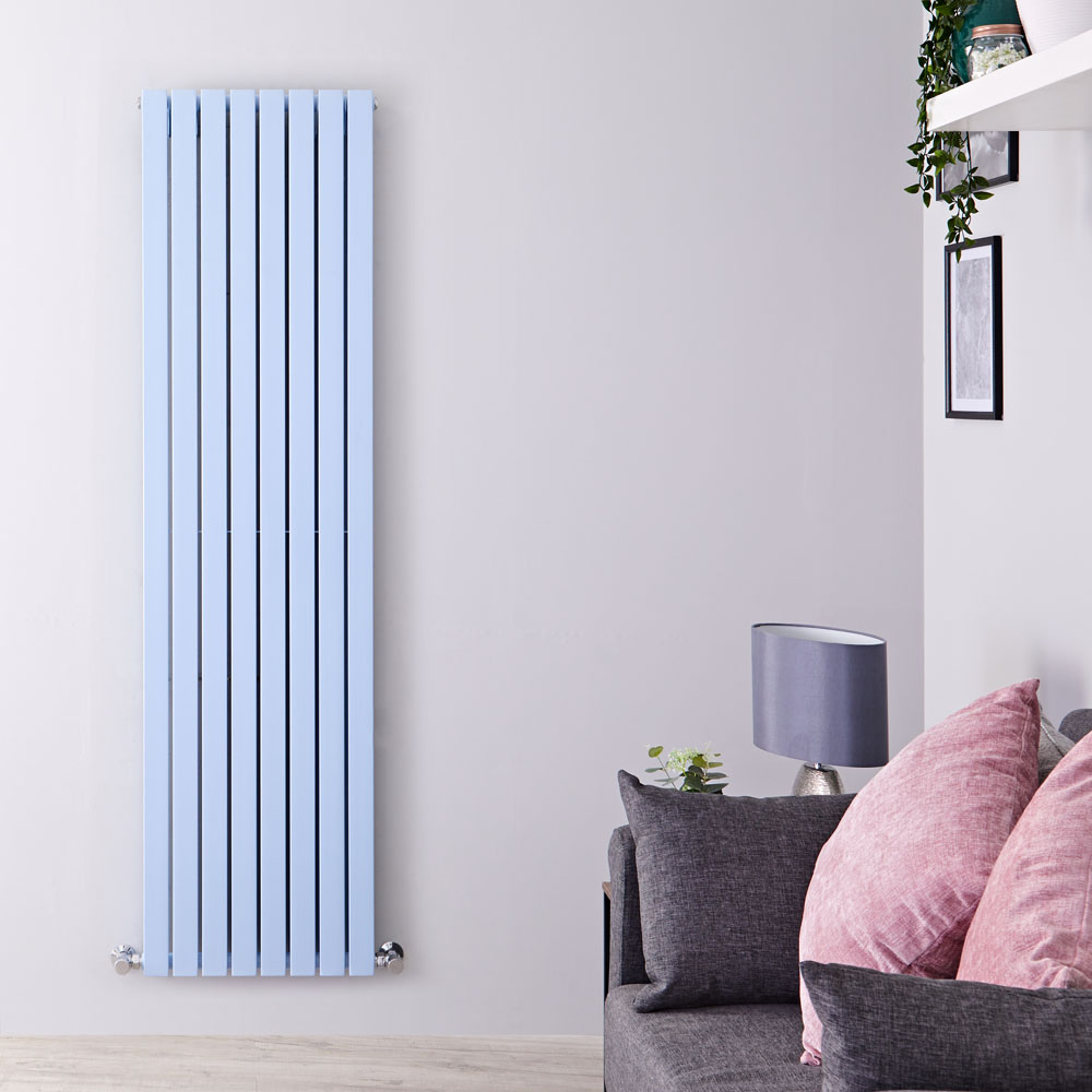 Design Heizkörper Vertikal Pastell Blau 1931Watt 1780mm x 472mm Doppellagig - Sloane