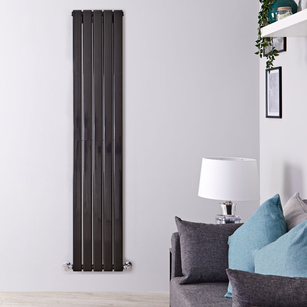 Design Heizkörper Vertikal Doppellagig Schwarz 1780mm x 350mm 1237W - Delta