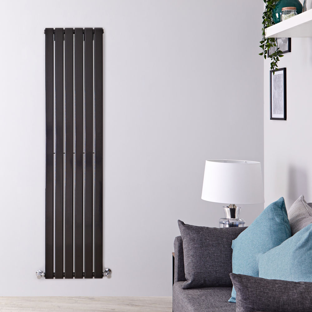 Design Heizkörper Vertikal Einlagig Schwarz 1780mm x 420mm 987W - Delta