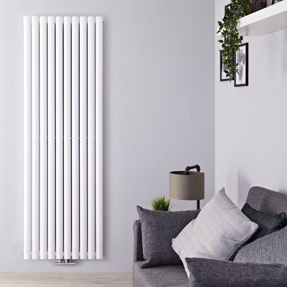 Design Heizkörper Vertikal Doppellagig Mittelanschluss Weiß 1780mm x 590mm 2169W - Revive Caldae