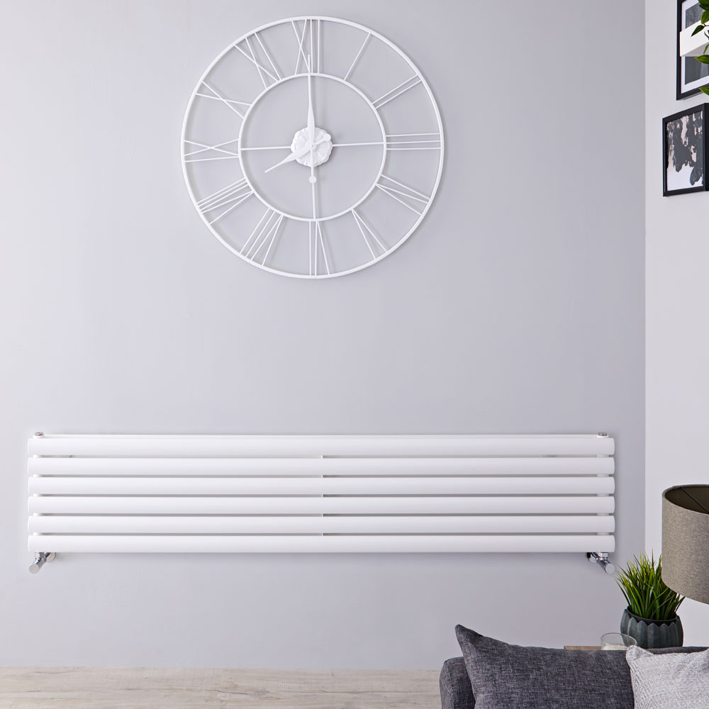 Design Heizkörper Horizontal Doppellagig Weiß 354mm x 1780mm 1325W - Revive
