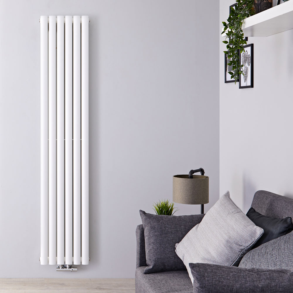 Design Heizkörper Mittelanschluss Weiß Vertikal 1780mm x 354mm 2-lagig - Revive Caldae