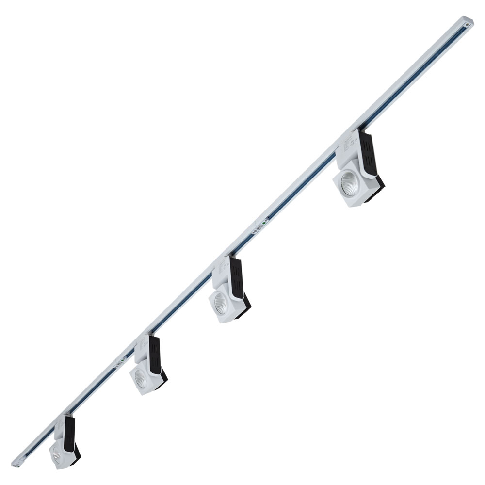 Biard 4x 3 Phasen Schienenstrahler 25W mit 3x 1m Leiste Weiß