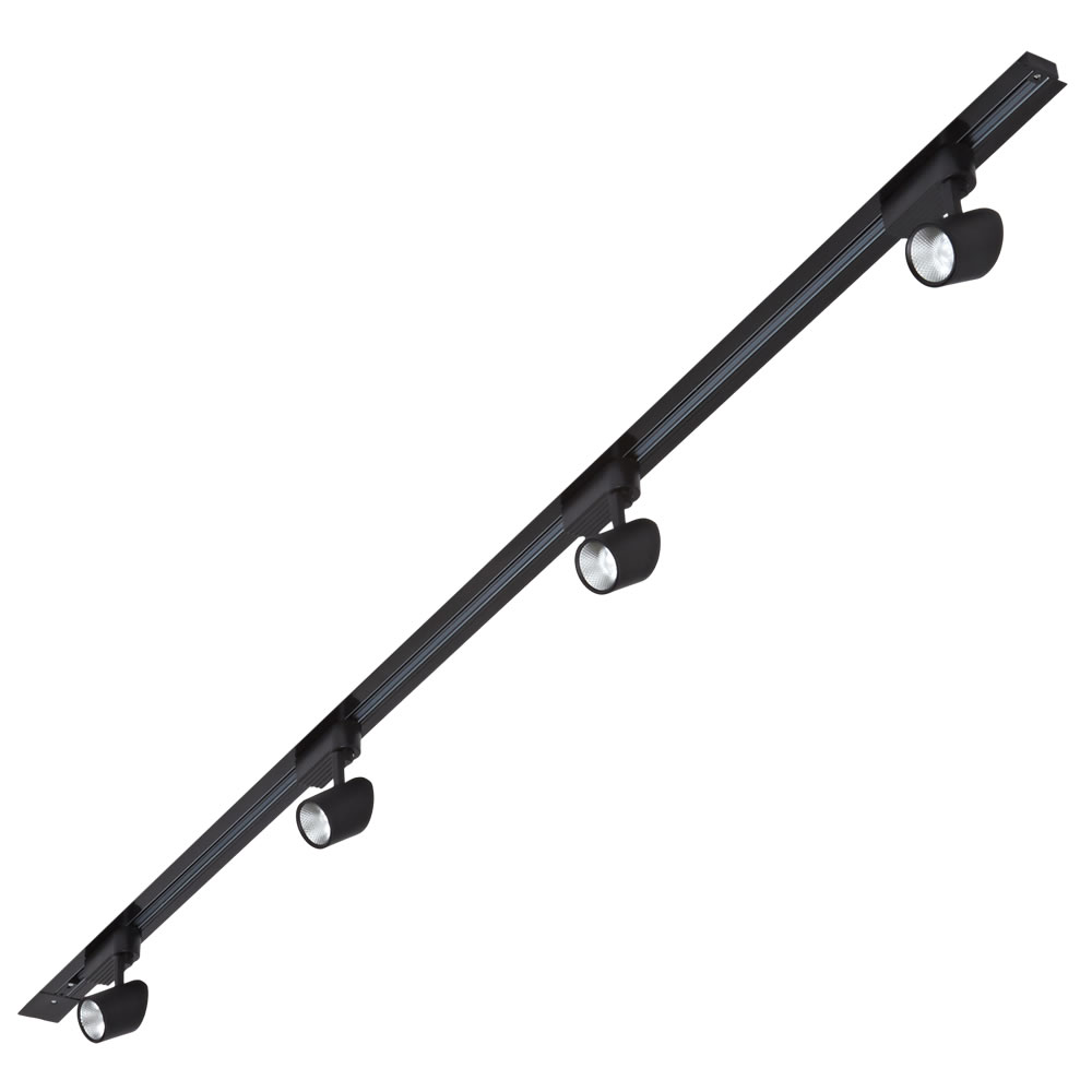 Biard 4x LED Schienenstrahler mit 2m Leiste Schwarz Versenkt