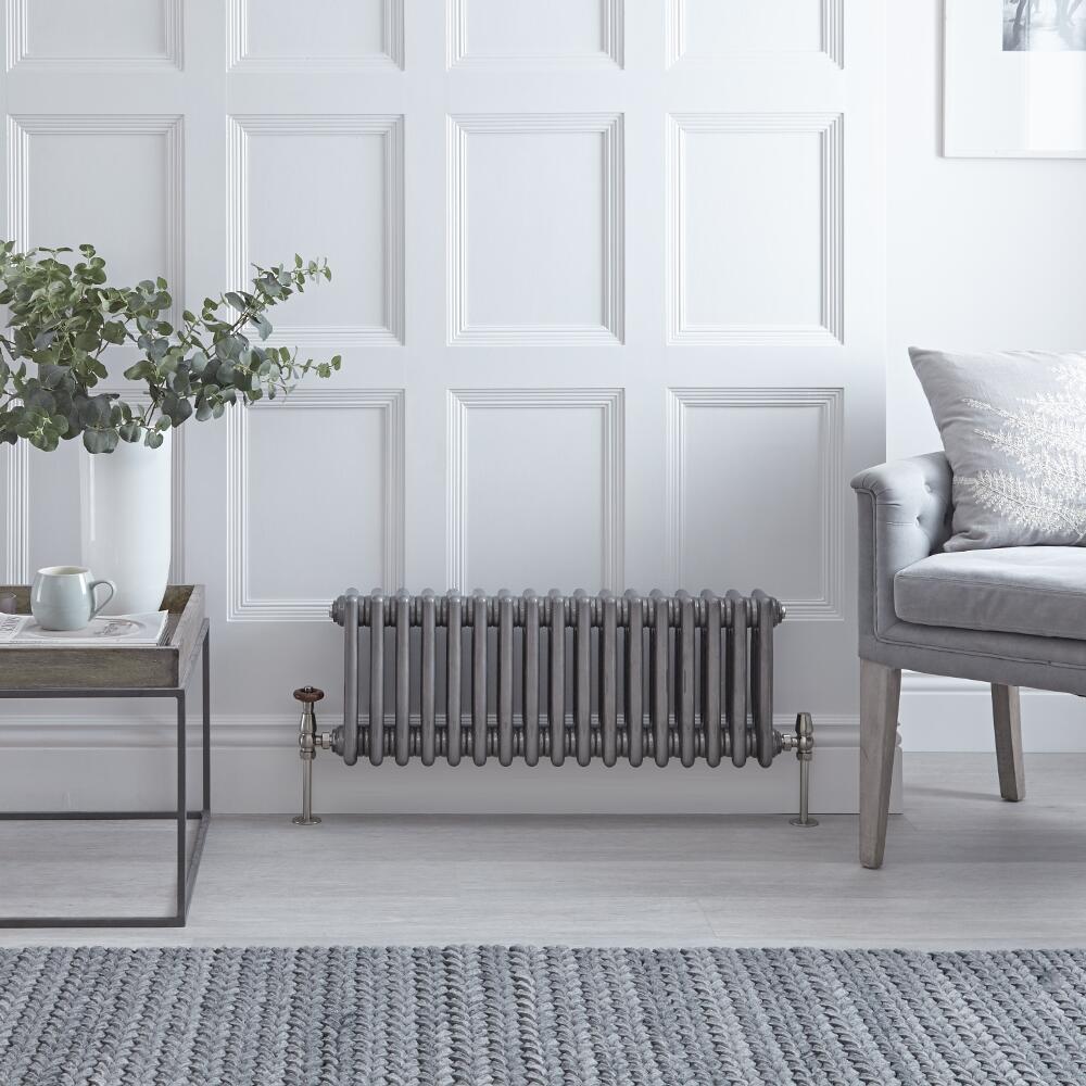 Gliederheizkörper Horizontal 3 Säulen Nostalgie Rohmetall 300mm x 789mm 687W - Regent