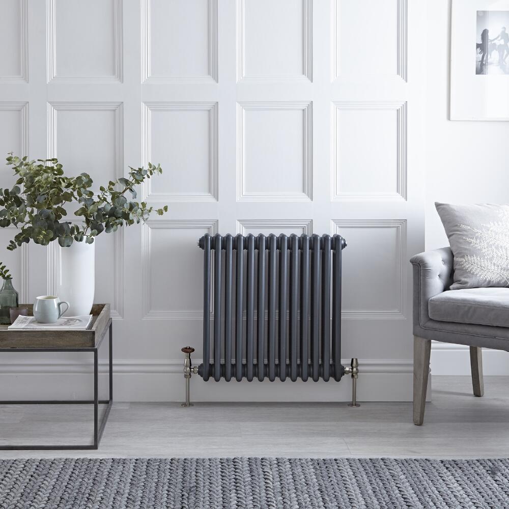 Gliederheizkörper Horizontal 3 Säulen Nostalgie Anthrazit 600mm x 585mm 1060W - Regent