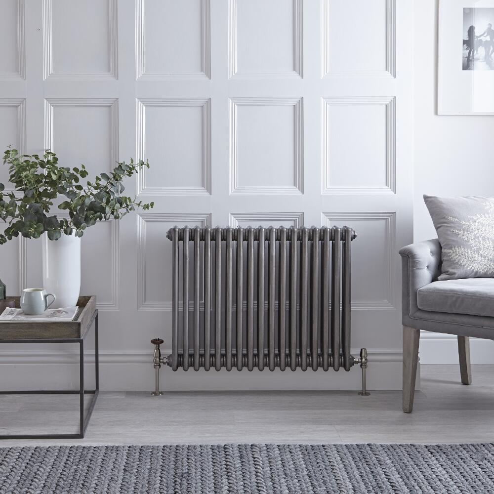Gliederheizkörper Horizontal 3 Säulen Nostalgie Rohmetall 600mm x 785mm 1243W - Regent