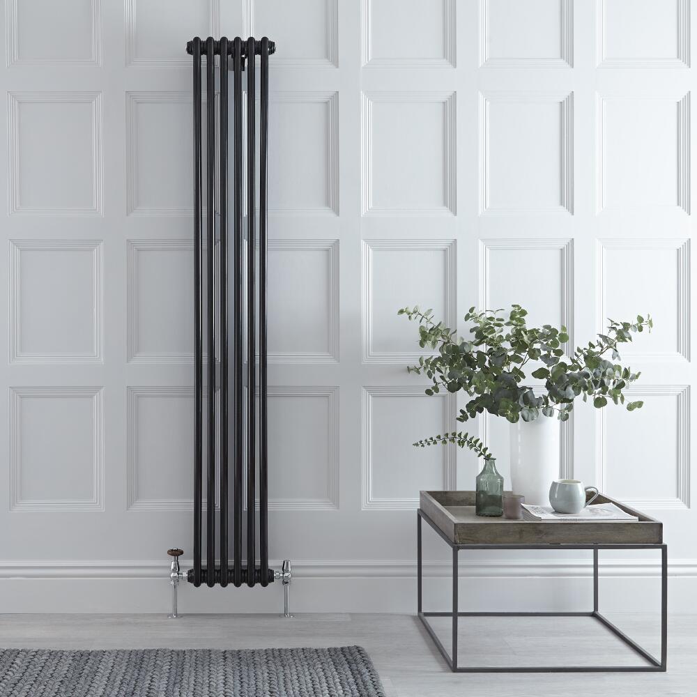Gliederheizkörper Vertikal 2 Säulen Nostalgie Schwarz 1800mm x 290mm 934W - Regent
