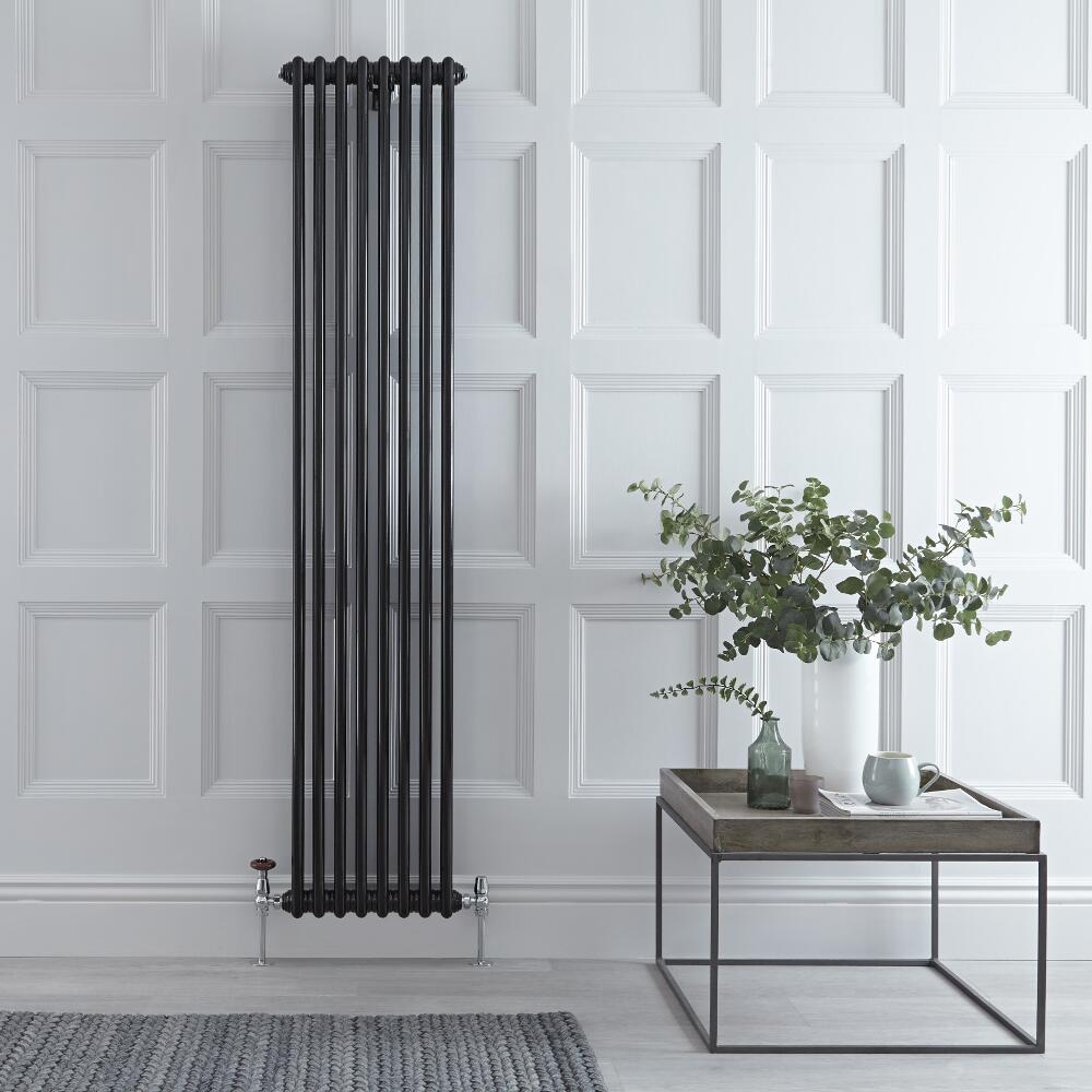 Gliederheizkörper Vertikal 2 Säulen Nostalgie Schwarz 1800mm x 383mm 1245W - Regent