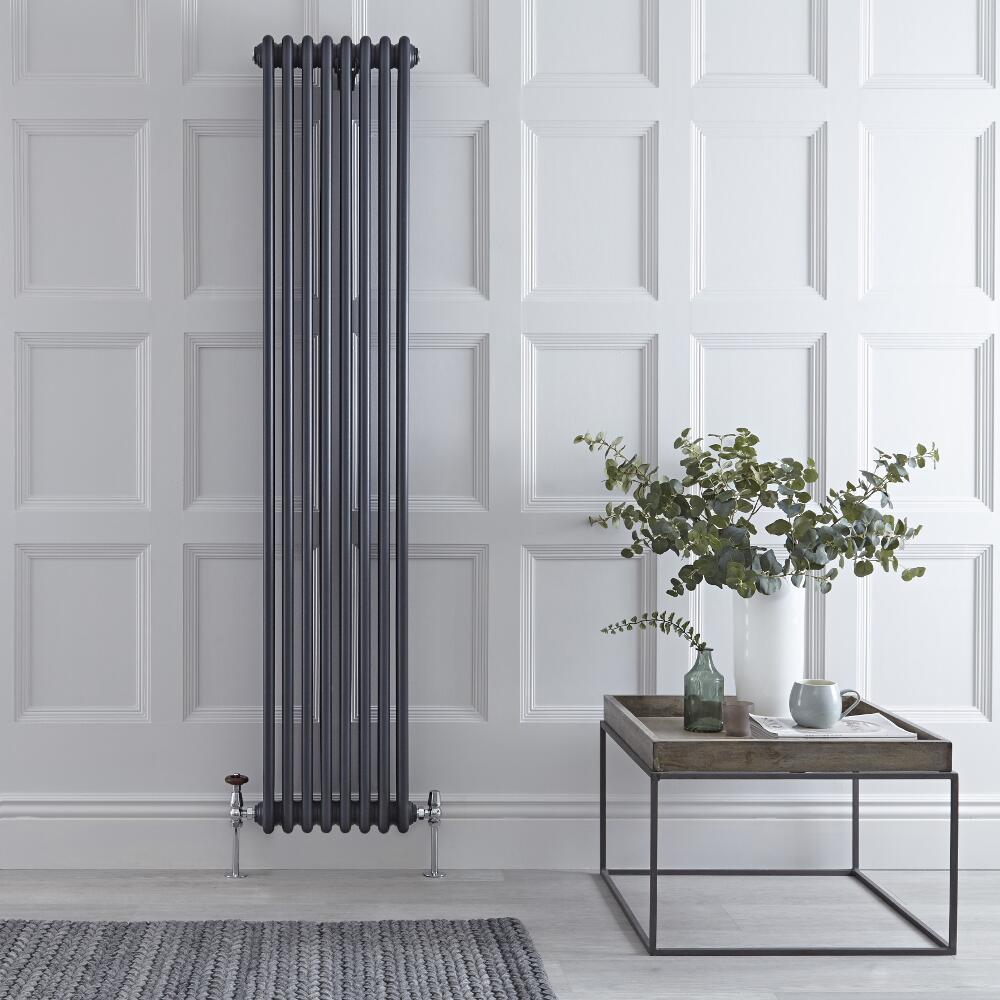 Gliederheizkörper Vertikal 3 Säulen Nostalgie Anthrazit 1800mm x 360mm 1737W - Regent