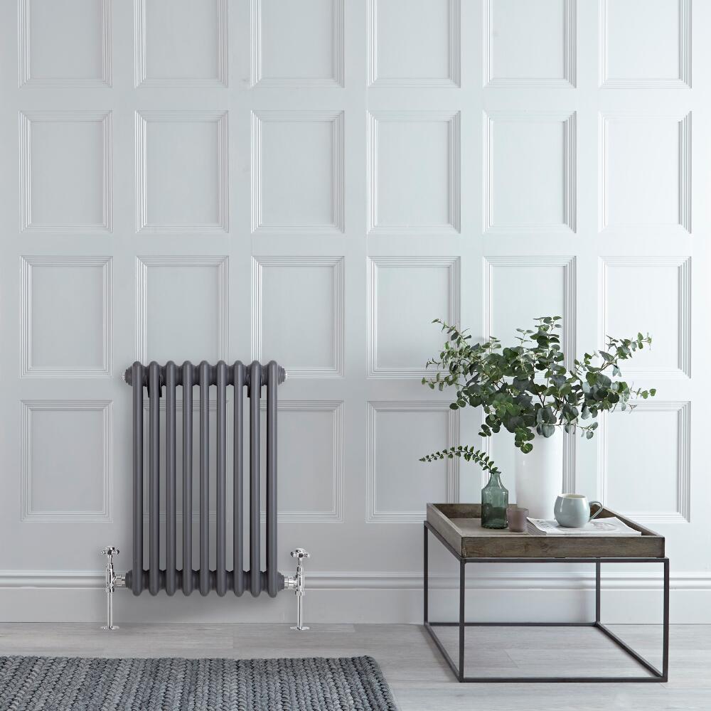 Gliederheizkörper Horizontal 3 Säulen Nostalgie Anthrazit 600mm x 429mm 658W - Regent