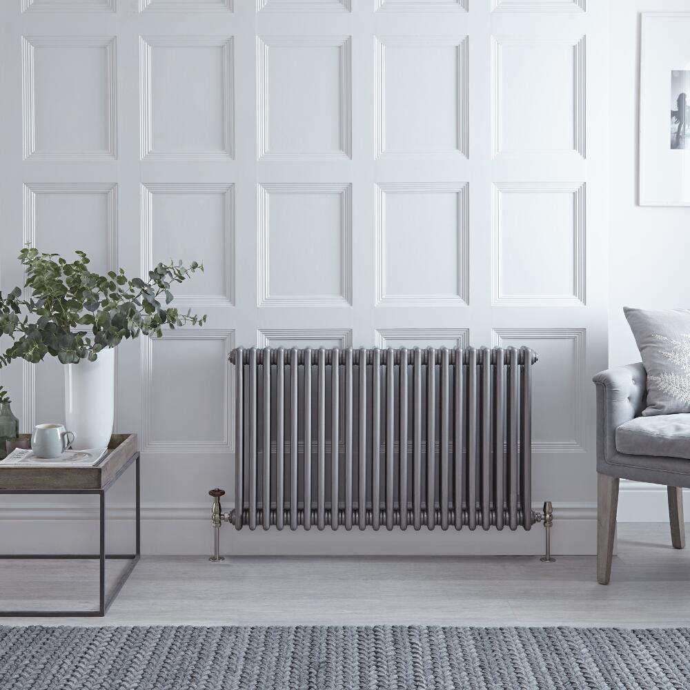 Gliederheizkörper Horizontal 3 Säulen Nostalgie Rohmetall 600mm x 1010mm 1608W - Regent