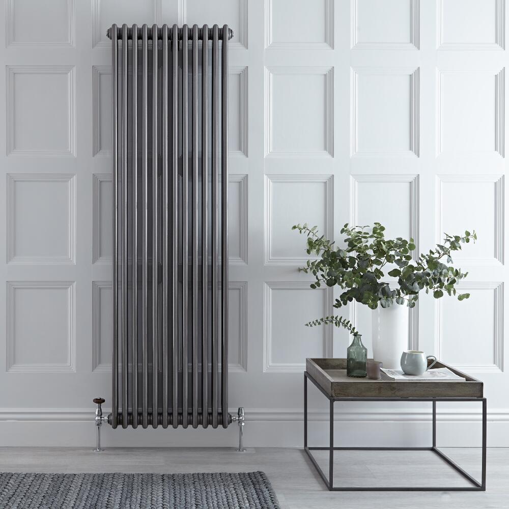 Gliederheizkörper Vertikal 3 Säulen Nostalgie Rohmetall 1800mm x 560mm 2338W - Regent